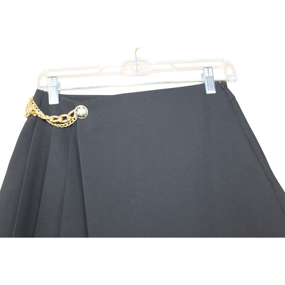 NWT Zara Black w/ Gold Chain Detail Pleated Side Zipper Dressy Skort Size S - Picture 2 of 13